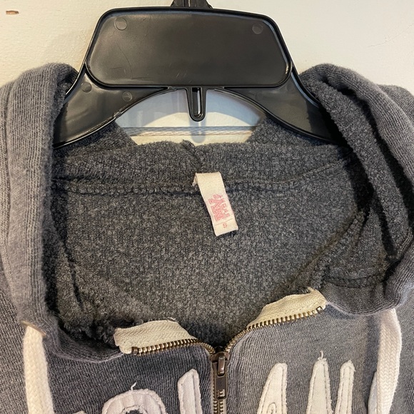 MV Sport Women’s Zip Up Distressed Hoodie - Picture 3 of 4